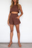 Solid O Neck Crop Tank Short Set