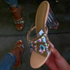 Lydiashoes Rhinestone Chunky Heel Slip-On Flip Flop Pvc Slippers