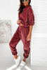 Velvet Drawstring Hooded Joggrt Set