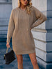 Leisure Long Sleeves Loose Crochet Hooded Sweater Dresses