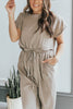 Slit Back Solid Drawstring Jumpsuit