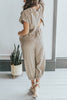 Slit Back Solid Drawstring Jumpsuit