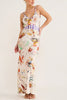 Timeless Choice Satin Contrast Fun Print Bias Cut Maxi Dress