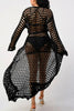 Knitted Pierced Solid Color Beach Coat