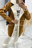 Single Breasted Multi Button Solid Color Long Sleeved Sherpa Coat