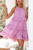 Smocked Halter Tiered Babydoll Dress