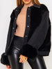 Fashion Contrast Color Buttoned Lambskin Warmth Jacket