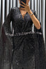 Spotlight Darling Sequin Cape Sleeve Cross Waist Slit Evening Midi Dress