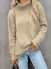 Casual Loose Knit Sweater with High Collar and Long Sleeve In Solid Color