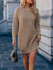 Leisure Long Sleeves Loose Crochet Hooded Sweater Dresses