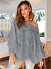 Irregular Loose Lantern Sleeve Hollow Sweater