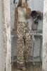 Cecilia Ethnic Print Tie Front Elastic Waist Wide Leg Pants