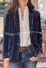 Solid Velvet One Button Long Sleeve Blazer