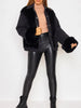 Fashion Contrast Color Buttoned Lambskin Warmth Jacket