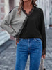 Bohemia Loose Contrast Color Lace-Up V-Neck Sweater Tops