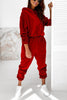 Velvet Drawstring Hooded Joggrt Set