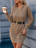 Leisure Long Sleeves Loose Crochet Hooded Sweater Dresses