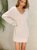 V-neck Solid Color Temperament Commuting Medium Long Knitting Sweater