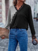 Bohemia Loose Contrast Color Lace-Up V-Neck Sweater Tops