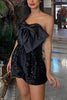 Satin Bow Halter Neck Sequin Short Romper