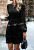 Elegant Velvet Round Neck Long Sleeve Mini Dress