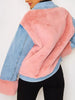 Fashion Contrast Color Buttoned Lambskin Warmth Jacket