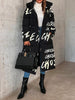 Fashion Letter Print Bandage Hooded Long Padded Coat/Down Coat