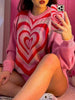 Bohemia Heart Shape Color-Block Crochet Round-Neck Sweater Tops