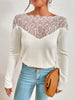 Bohemia Split-Joint Lacy Solid Color Round-Neck T-Shirts Tops
