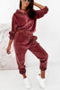 Velvet Drawstring Hooded Joggrt Set