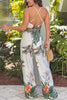 Tropical Print Top And Palazzo Pants Set
