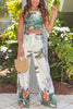 Tropical Print Top And Palazzo Pants Set