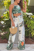 Tropical Print Top And Palazzo Pants Set