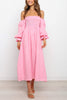 Off Shoulder Smocked Midi Dress