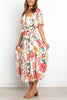 Print Ruffles Wrap Maxi Dress