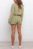 O Neck Puff Long Drawstring Sweater Romper