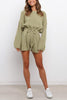 O Neck Puff Long Drawstring Sweater Romper
