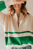 Oversized Stripe Half Zip Sweater