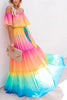 Gradient Off Shoulder Belted Maxi Dress