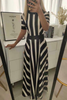Striped Colorblock Short Sleeve Maxi Dress