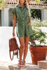 Uptown Style Collared Button Elastic Waist Romper