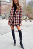 Red Plaid Double Breasted Blazer