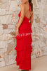 Radiant As Always Ruffle Detail Halter Neck Maxi Dress