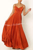 Catch The Light Satin Pleated V-neck Slip Maxi Dress