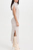 Solid Color Sleeveless Knitted Elegant Waist Midi Dress