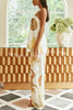 Island Time Linen Blend Unique Print Strapless Top and Elastic Waist Pocket Loose Pants Set