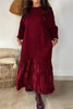 Fashionable Tie-dye Patchwork Round Neck Long Sleeve Pocket Loose Maxi Dress
