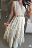 Eternal Grace Crochet Cutout Lace Trim A-line Maxi Dress