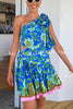 Always Growing Floral Print Adjustable Tie-up One Shoulder Cutout Mini Dress