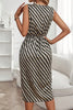 Unique Print Draped Front Neck Asymmetric Hem Mini Dress